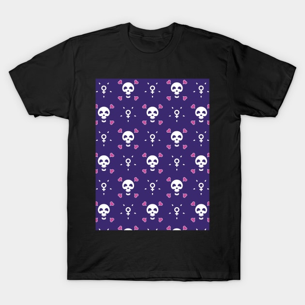 Skulls with hearts and venus symbol T-Shirt by Alex Birch